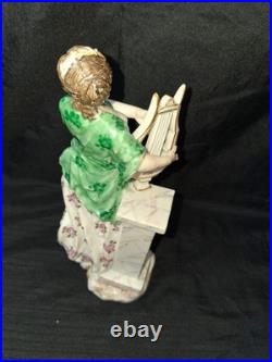 Royal Crown Derby Porcelain Woman with Lyre Figurine handpainted 8.25