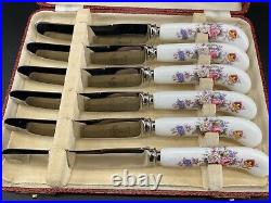 Royal Crown Derby Posies Butter Knives Set With Box Bone China England