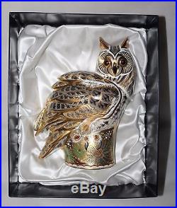 Royal Crown Derby Prestige Long Eared Owl Paperweight Box / Certificate -vgc