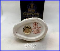 Royal Crown Derby RARE FLORAL Bunny Rabbit Gold Stopper Paperweight with Box
