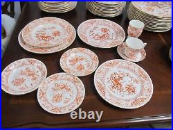 Royal Crown Derby RCD 29 Red Flowers & Scrolls 10 Piece Place Setting Scarce Pat