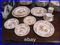 Royal Crown Derby RCD 29 Red Flowers & Scrolls 10 Piece Place Setting Scarce Pat