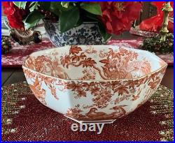 Royal Crown Derby RED AVES Bone China 8 Octagon Serving Bowl
