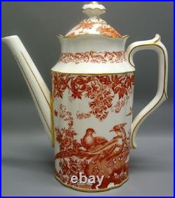 Royal Crown Derby RED AVES Coffee Pot with Lid (small flaw shown)