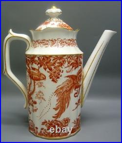 Royal Crown Derby RED AVES Coffee Pot with Lid (small flaw shown)