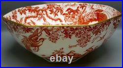 Royal Crown Derby RED AVES Large OCTAGONAL BOWL 11