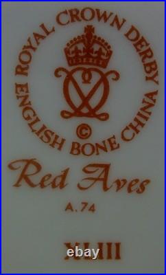 Royal Crown Derby RED AVES Large OCTAGONAL BOWL 11