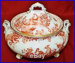 Royal Crown Derby RED AVES Round Covered Vegetable Bowl MINT