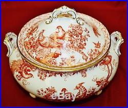 Royal Crown Derby RED AVES Round Covered Vegetable Bowl MINT