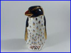 Royal Crown Derby ROCKHOPPER PENGUIN with BOX Imari Gold Stopper Paperweight
