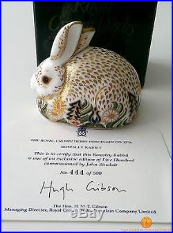 Royal Crown Derby ROWSLEY RABBIT Sinclairs L/E 500 Gold Stopper Boxed