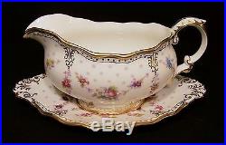 Royal Crown Derby ROYAL ANTOINETTE Gravy Boat & Underplate/Stand PRISTINE