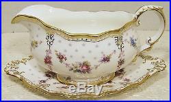 Royal Crown Derby ROYAL ANTOINETTE Gravy Boat & Underplate/Stand PRISTINE