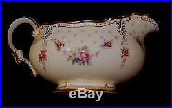 Royal Crown Derby ROYAL ANTOINETTE Gravy Boat & Underplate/Stand PRISTINE