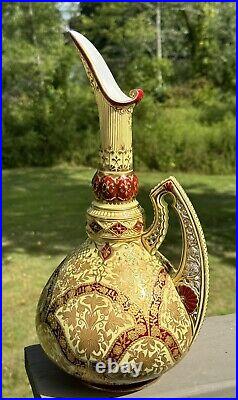 Royal Crown Derby Raised Paste Gold Ewer with Pierced Handle Circa 1880