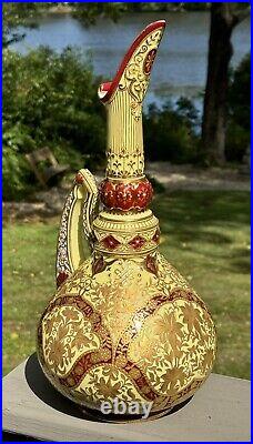 Royal Crown Derby Raised Paste Gold Ewer with Pierced Handle Circa 1880