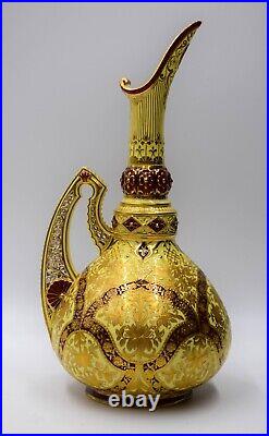 Royal Crown Derby Raised Paste Gold Ewer with Pierced Handle Circa 1880