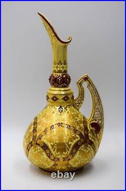 Royal Crown Derby Raised Paste Gold Ewer with Pierced Handle Circa 1880