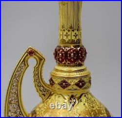 Royal Crown Derby Raised Paste Gold Ewer with Pierced Handle Circa 1880