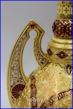 Royal Crown Derby Raised Paste Gold Ewer with Pierced Handle Circa 1880