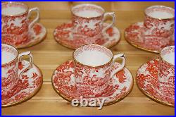 Royal Crown Derby Red Aves (6) Demitasse Cups, 2¼ & (6) Saucers, 4 5/8 (BOX #2)