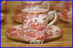 Royal Crown Derby Red Aves (7) Demitasse Cups, 2¼ & (7) Saucers, 4 5/8 (BOX #2)