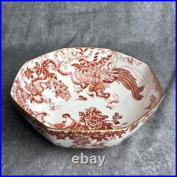 Royal Crown Derby Red Aves 8 Octagon Salad Serving Bowl
