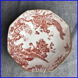 Royal Crown Derby Red Aves 8 Octagon Salad Serving Bowl