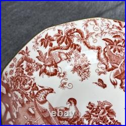 Royal Crown Derby Red Aves 8 Octagon Salad Serving Bowl