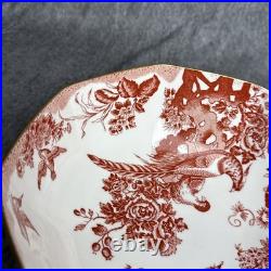 Royal Crown Derby Red Aves 8 Octagon Salad Serving Bowl