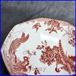 Royal Crown Derby Red Aves 8 Octagon Salad Serving Bowl