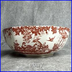 Royal Crown Derby Red Aves 8 Octagon Salad Serving Bowl