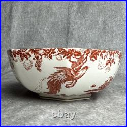 Royal Crown Derby Red Aves 8 Octagon Salad Serving Bowl
