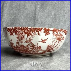 Royal Crown Derby Red Aves 8 Octagon Salad Serving Bowl