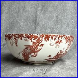 Royal Crown Derby Red Aves 8 Octagon Salad Serving Bowl