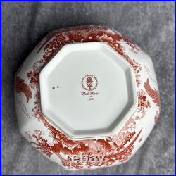Royal Crown Derby Red Aves 8 Octagon Salad Serving Bowl