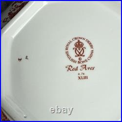 Royal Crown Derby Red Aves 8 Octagon Salad Serving Bowl