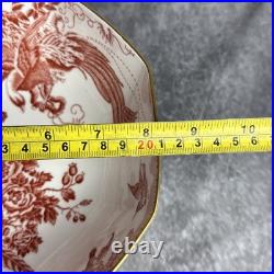 Royal Crown Derby Red Aves 8 Octagon Salad Serving Bowl