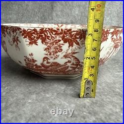 Royal Crown Derby Red Aves 8 Octagon Salad Serving Bowl