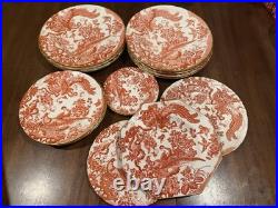 Royal Crown Derby Red Aves Bone China Vintage 18 Pieces