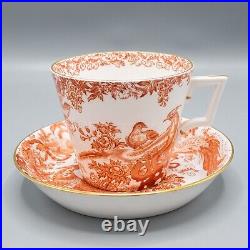 Royal Crown Derby Red Aves Breakfast Cup & Saucer Pair FREE USA SHIPPING