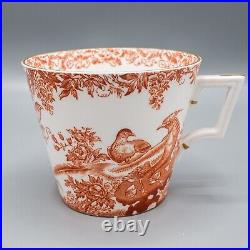 Royal Crown Derby Red Aves Breakfast Cup & Saucer Pair FREE USA SHIPPING