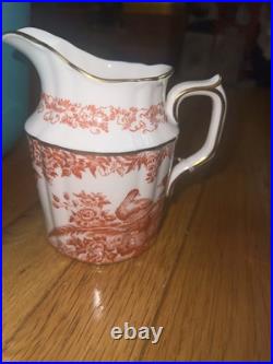 Royal Crown Derby Red Aves Cream Pitcher & Sugar Bowl Fine Bone China With22K Gold