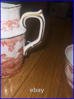 Royal Crown Derby Red Aves Cream Pitcher & Sugar Bowl Fine Bone China With22K Gold