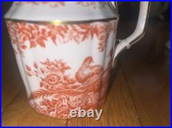 Royal Crown Derby Red Aves Cream Pitcher & Sugar Bowl Fine Bone China With22K Gold