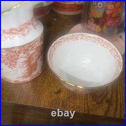 Royal Crown Derby Red Aves Cream Pitcher & Sugar Bowl Fine Bone China With22K Gold