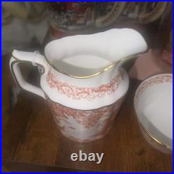 Royal Crown Derby Red Aves Cream Pitcher & Sugar Bowl Fine Bone China With22K Gold