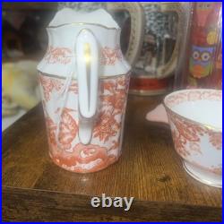 Royal Crown Derby Red Aves Cream Pitcher & Sugar Bowl Fine Bone China With22K Gold Royal Crown Derby Red Aves Cream Pitcher & Sugar Bowl Fine Bone China With22K Gold