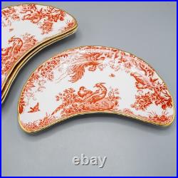 Royal Crown Derby Red Aves Crescent Salad Plates Set of 4 8 3/4-FREE USA SHIP