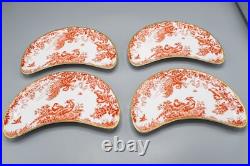 Royal Crown Derby Red Aves Crescent Salad Plates Set of 4 8 3/4-FREE USA SHIP